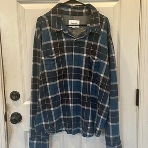 Men's Blue and Black Plaid Shirt - Size XXL
